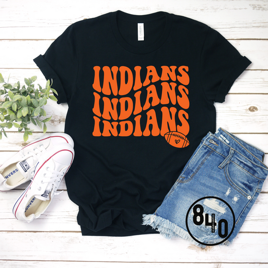 Indians Wavy Football - Orange Ink