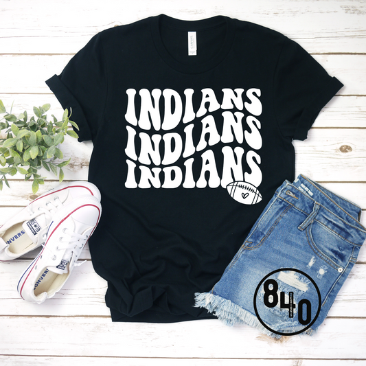 Indians Wavy Football - White Ink